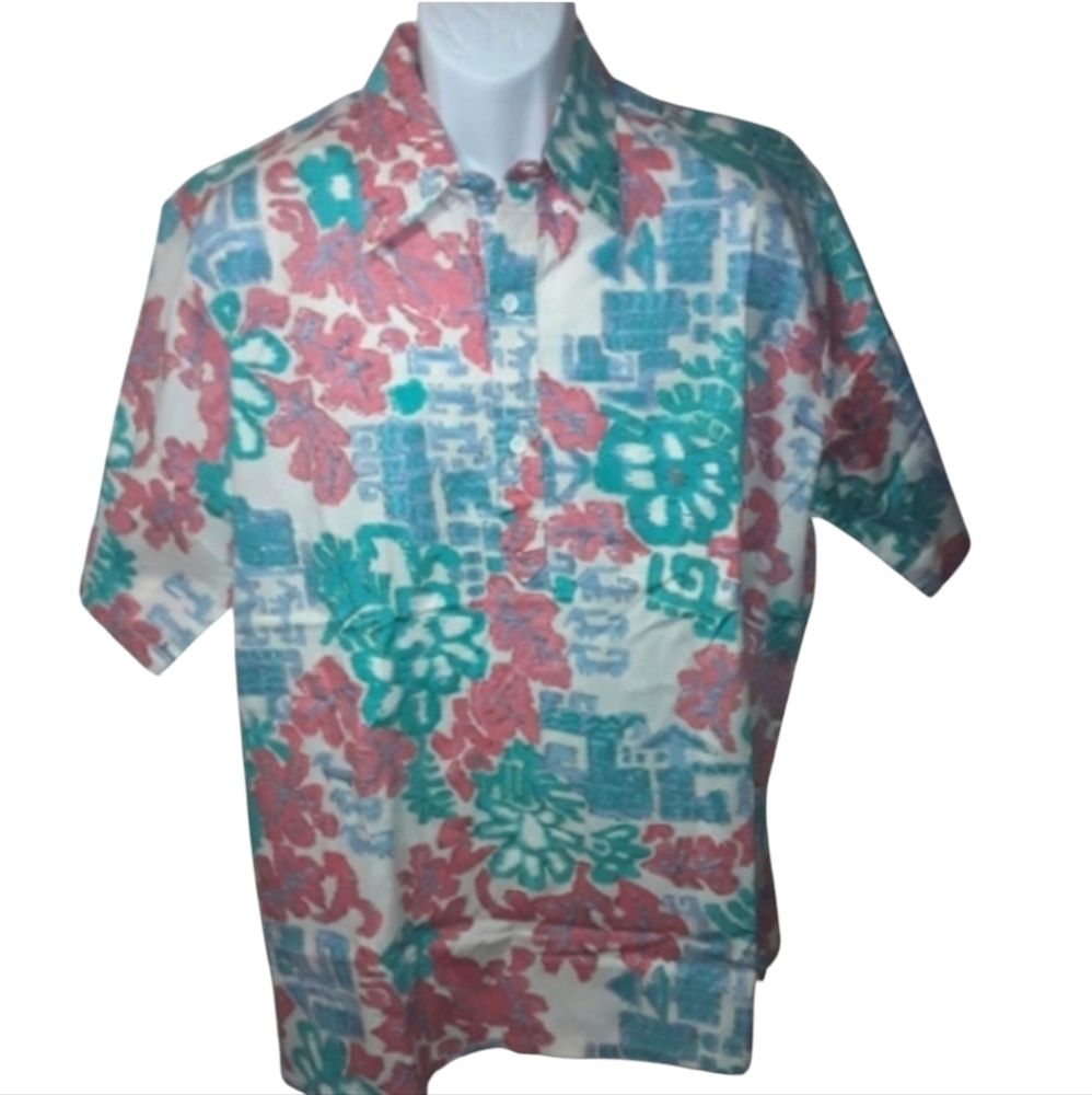 Go Barefoot Hawaiian Vintage Mens Shirt 100% Cotton XL